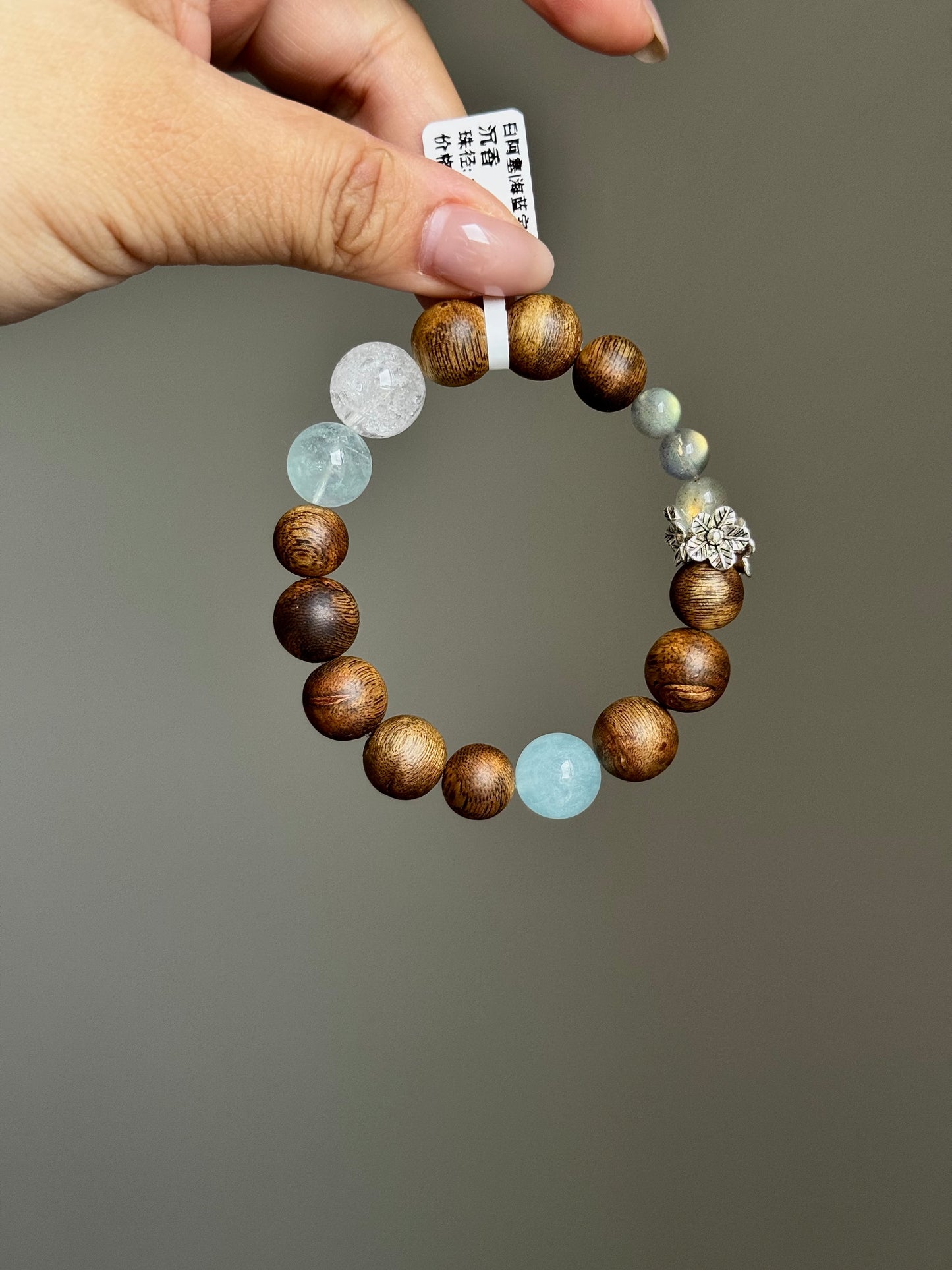 白阿塞海蓝宝灰月光沉香 White Aze Aquamarine Gray Moonstone Agarwood