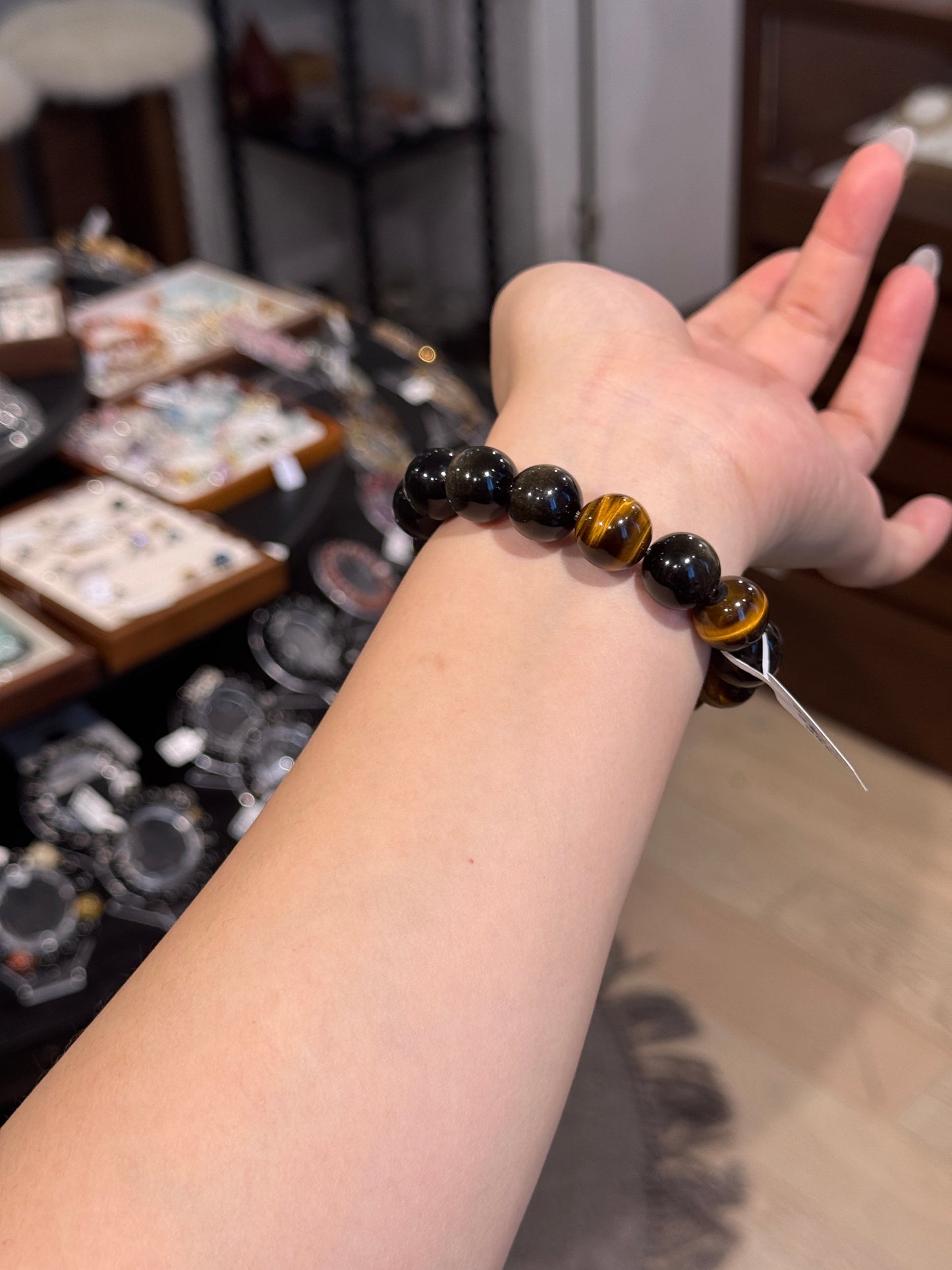 Tiger Eye Gold Obsidian Amulet Bracelet