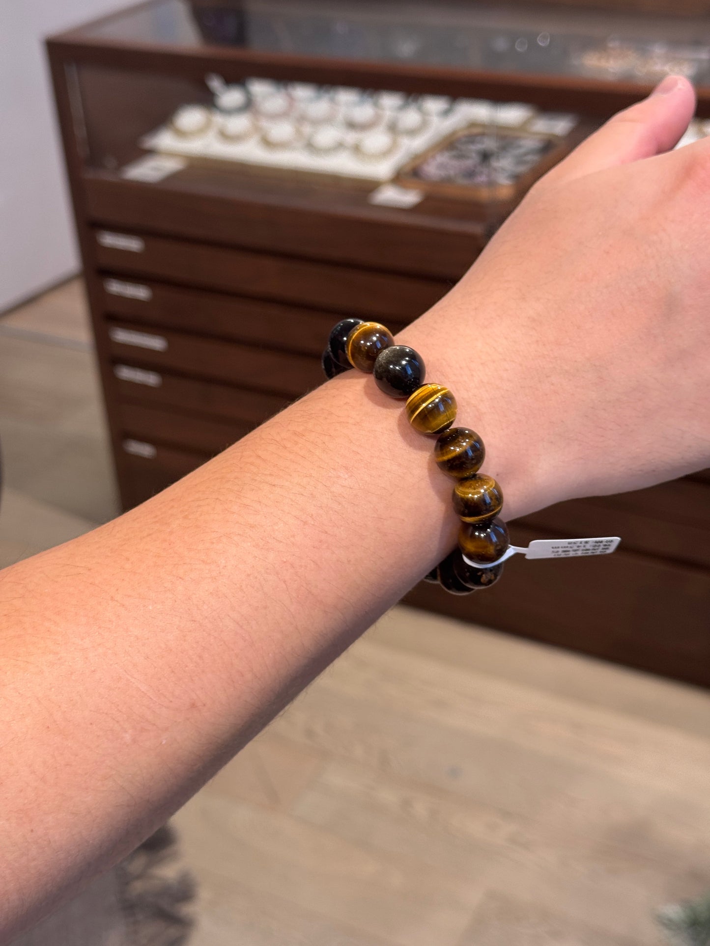 黄虎眼金曜平安扣 Tiger Eye Gold Obsidian Peace Bracelet