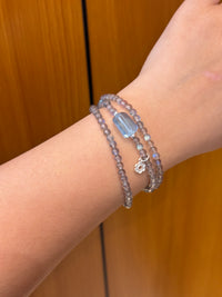 Gray Moonstone &amp; Aquamarine Triple Wrap 