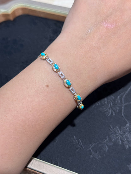 睡美人绿松石纯银手链 Turquoise Silver Bracelet
