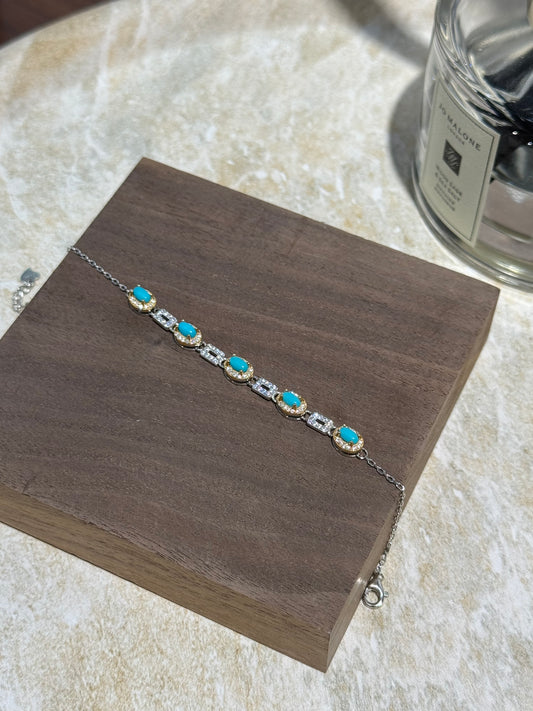 睡美人绿松石纯银手链 Turquoise Silver Bracelet