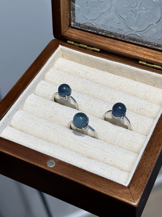 Aquamarine Ring Round Bead