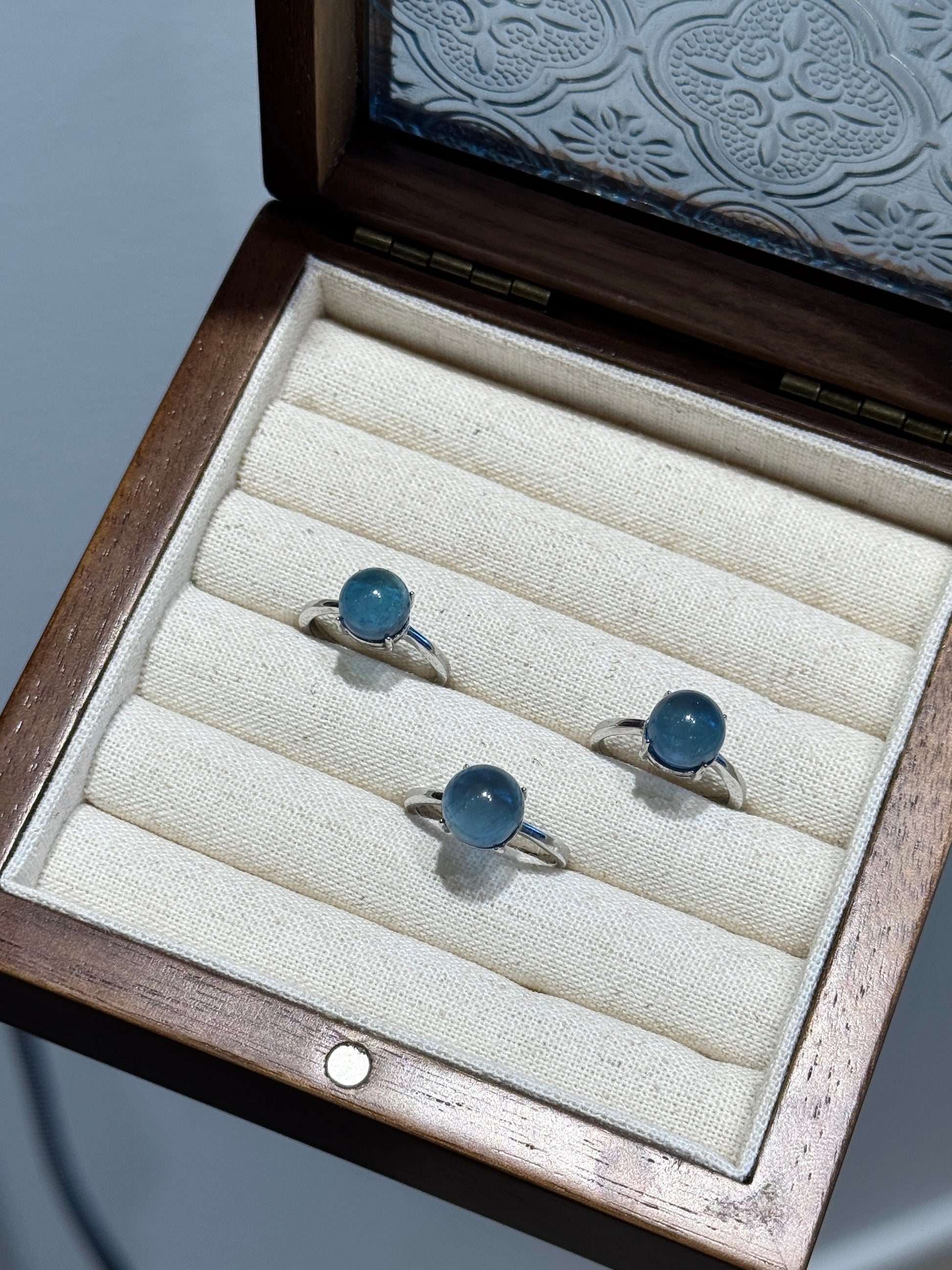 Aquamarine Ring Round Bead