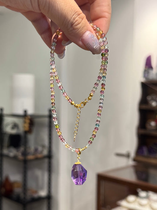 彩碧玺紫水晶项链 Colorful Tourmaline Amethyst Necklace