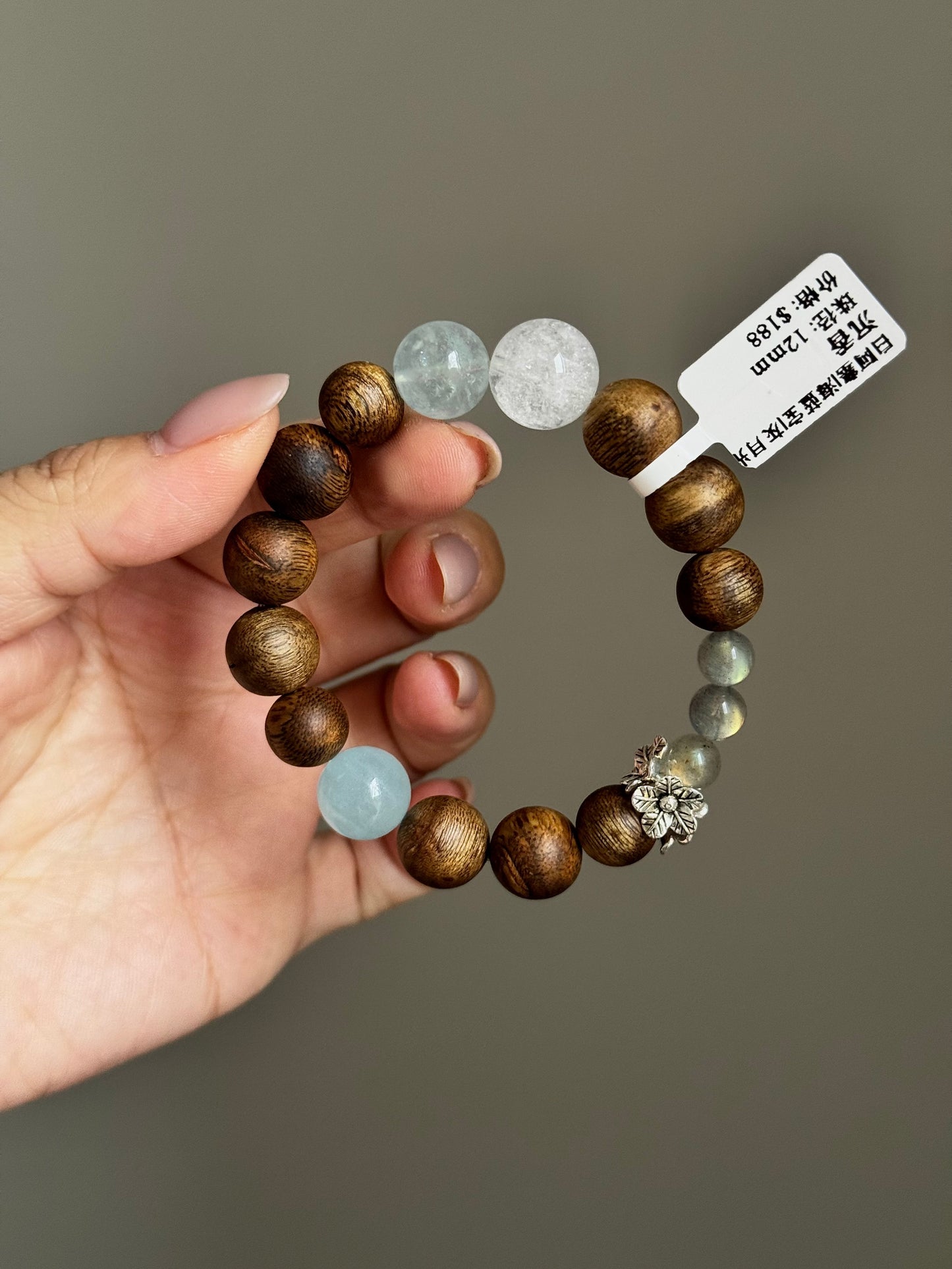 白阿塞海蓝宝灰月光沉香 White Aze Aquamarine Gray Moonstone Agarwood