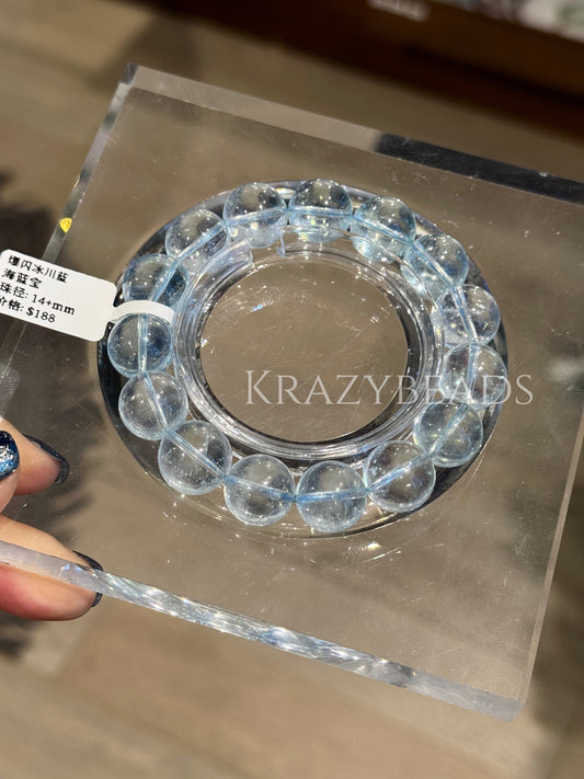 爆闪冰川蓝海蓝宝14mm Glacier Blue Aquamarine