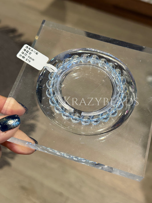 透体冰川蓝海蓝宝8mm Glacier Blue Aquamarine