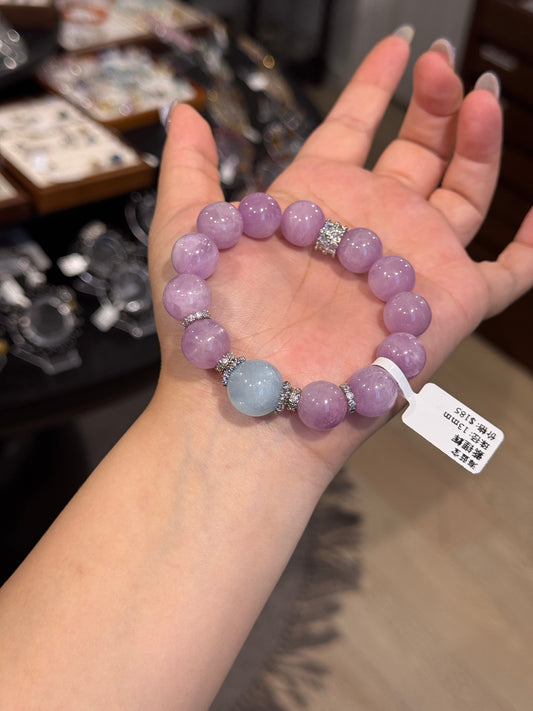 紫锂辉海蓝宝 Kunzite Aquamarine Bracelet